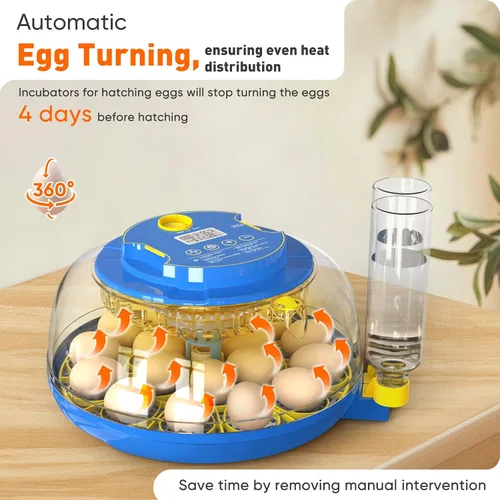 Miniatura 3 de MYPIN Incubadora de 18 huevos de gallina con control de temperatura, pantalla de humedad, giro automático de huevos, llenado automático de agua