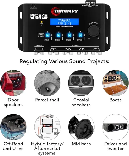 Miniatura 7 de Taramp's Pro 2.4S DSP Crossover procesador de señal digital completo y ecualizador con secuenciador de 15 bandas de ecualización gráfica 12 EQ
