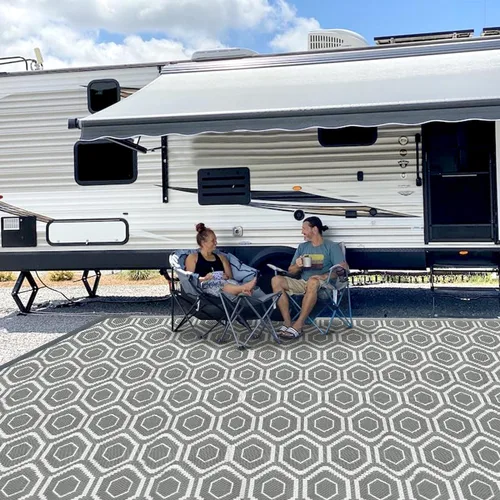 fifame Alfombras de camping al aire libre, 9 x 18 pies, para exteriores, patio, alfombra de paja de plástico reversible, resistente a la intemperie,