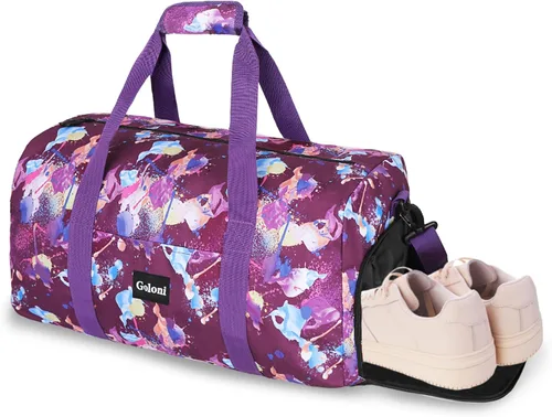 Goloni Bonita bolsa de lona para mujer, bolsa de gimnasio con compartimento para zapatos, bolsa de lona ligera de viaje de fin de semana, bolsa de