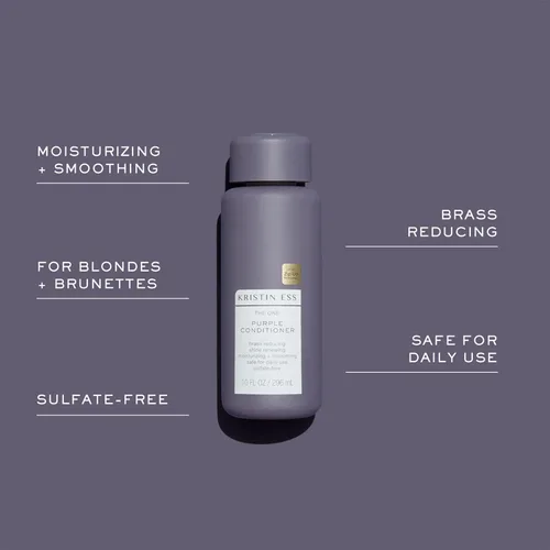 Miniatura 5 de Kristin Ess Juego de champú y acondicionador de cabello morado para rubio, moreno, plateado + cabello gris, anti latón + tonos amarillos, seguro