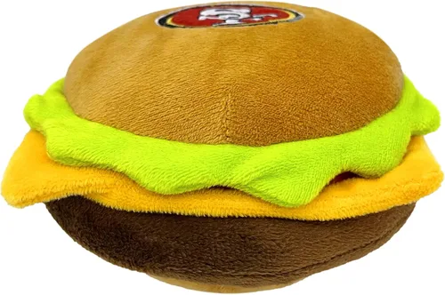 Miniatura 2 de NFL SAN Francisco 49ERS - Juguete chirriante de hamburguesa de queso para perros y gatos, juguete de peluche para perros y gatos con chirriador