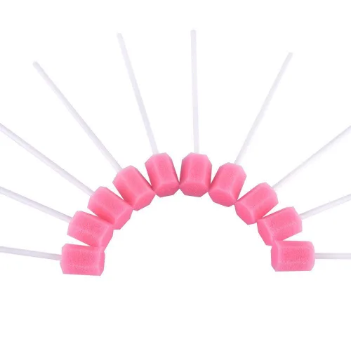 Miniatura 4 de Hisopos de limpieza dental desechables para cuidado bucal Esponja hisopos 100pcs/set (rosa)
