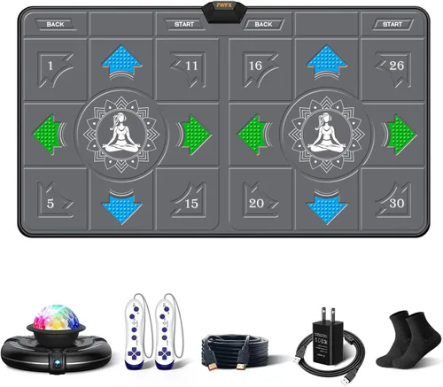 Miniatura 9 de FWFX Tapete de baile inalámbrico para niños y adultos, sistema interactivo de juegos de TV con almohadilla de baile de fitness, juegos deportivos