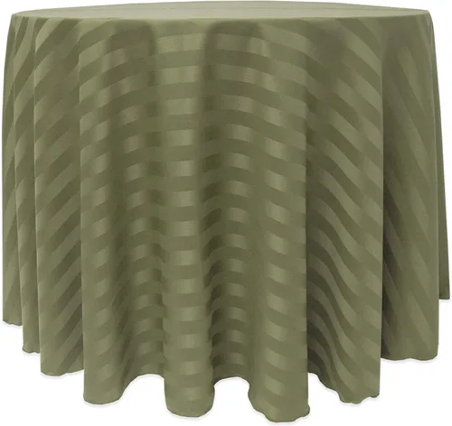 Miniatura 9 de ULTIMATE TEXTILE Mantel redondo de rayas satinadas de 84 pulgadas color marfil crema
