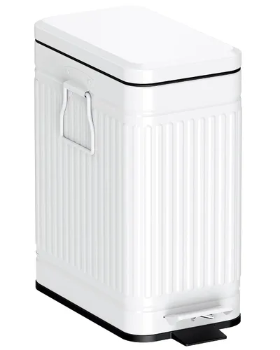 Cubo de basura pequeño para baño con tapa de cierre suave, cubo de basura pequeño de acero inoxidable de 6 litros/1.6 galones con pedal escalonado,