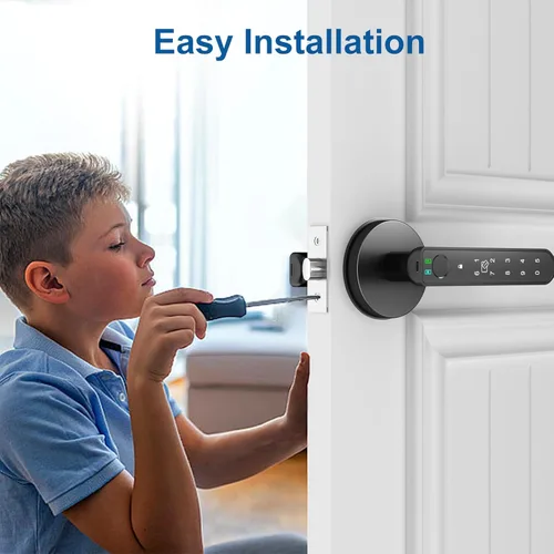 Miniatura 7 de Foxgard - Cerradura inteligente de huellas dactilares para puerta: Perilla de puerta biométrica de 5 en 1 con impresión digital - Perilla de puerta