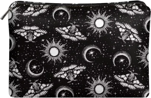 Miniatura 31 de Flashideas Bolsa de maquillaje portátil de cuero impermeable bolsa de cosméticos embrague maquillaje cepillo bolsa, Estampado De Mármol Azul 1
