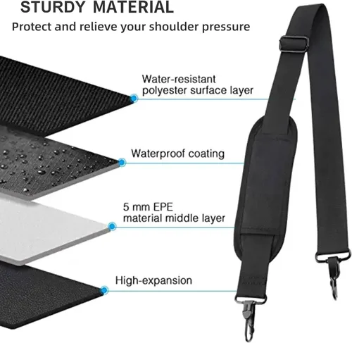 Miniatura 5 de Ytonet Correa para el hombro, correa de hombro acolchada universal ajustable de 52 pulgadas para laptop, cinturón cómodo de repuesto con ganchos