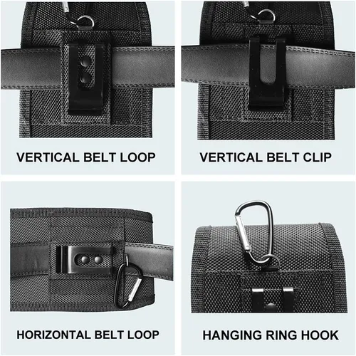 Miniatura 3 de Funda vertical de nailon para teléfono celular con clip para cinturón y gancho - XXL