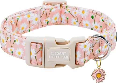 Miniatura 10 de Elegant Little Tail - Collar para perro de otoño, collar floral naranja duradero para perros medianos, ajustable para mascotas macho o hembra