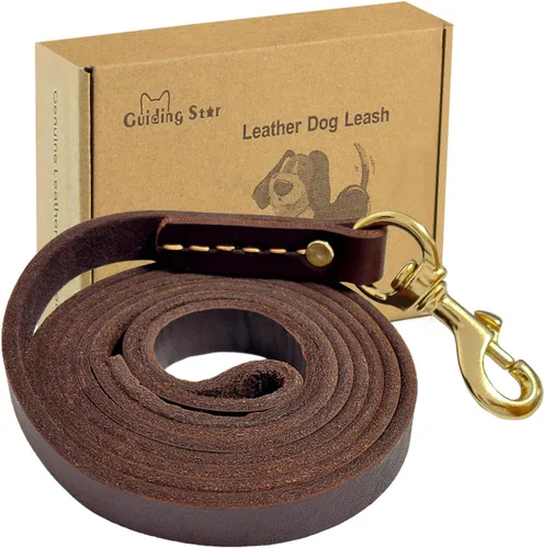 Guiding Star Correa de cuero para perro de 6 pies, correas para perros grandes, resistente, correa de entrenamiento de cuero suave hecha a mano para