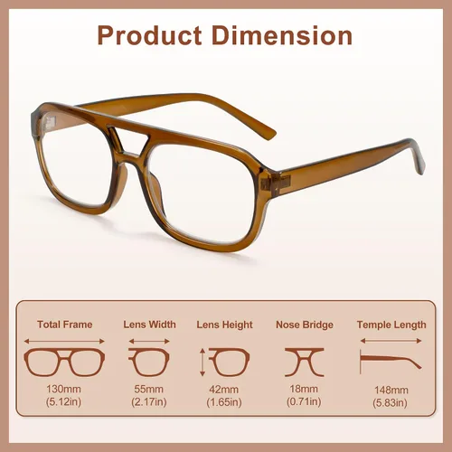 Miniatura 5 de Madison Avenue Lentes retro con bloqueo de luz azul de aviador para mujeres y hombres con funda, anteojos rectangulares de moda para computadora