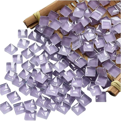 Miniatura 30 de 100 Piezas de Azulejos de Mosaico a Granel de Colores Surtidos, Azulejos de Vidrio Opaco para Manualidades de Mosaico DIY, Adornos para el Hogar