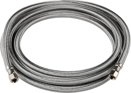 EFIELD Manguera trenzada de acero inoxidable de 5 pies para fabricar hielo con conexión de compresión de 1/4 pulgadas por 1/4 pulgadas (5 pies,