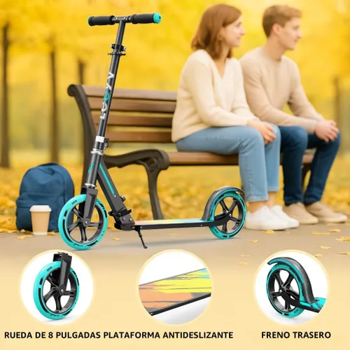 Miniatura 4 de Scooter para niños de 6 a 12 años y adultos Altura ajustable, plegable, marco de aluminio ligero Soporta hasta 220 libras Paseo suave