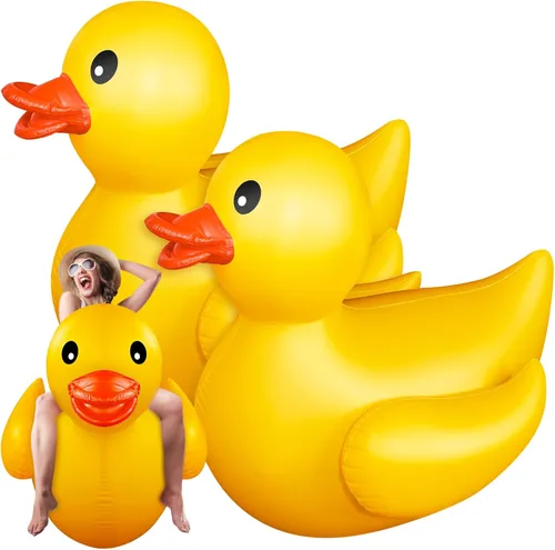 Hungdao 2 piezas de pato inflable gigante de 5 pies, enorme pato de goma, flotador inflable grande para piscina para adultos, verano, playa, Bonito