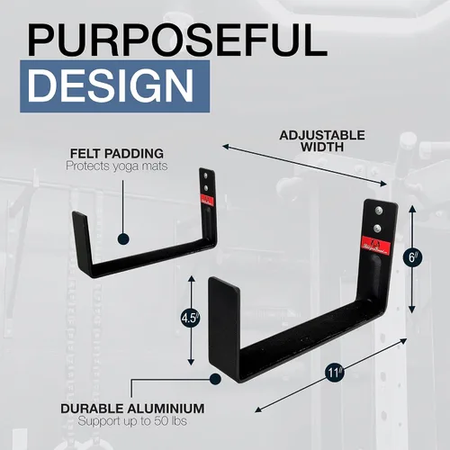 Miniatura 2 de StoreYourBoard Estante de almacenamiento para esterilla de yoga, XL, ganchos de pared de rodillo de espuma, 3 tapetes de ejercicio, organizador