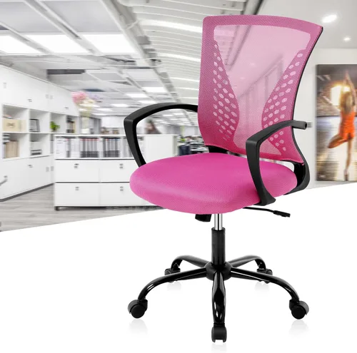 Miniatura 8 de Silla de oficina de malla para el hogar, silla de escritorio ergonómica con soporte lumbar, reposabrazos ejecutivo, ajustable, giratoria, respaldo