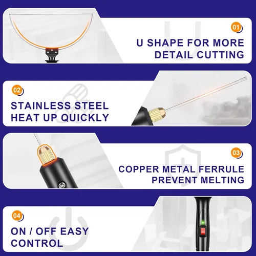 Miniatura 5 de Cortador de espuma 3 en 1, herramienta eléctrica de corte de espuma de poliestireno, herramienta de corte de cuchillo caliente de 100-240V/18W