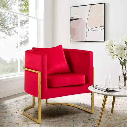 Miniatura 22 de Moderno sillón de terciopelo con almohada lumbar, silla tapizada de mediados de siglo para sala de estar, dormitorio, sofá individual, silla