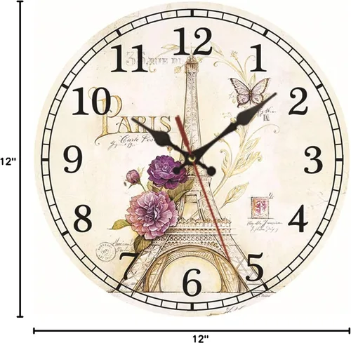 Miniatura 4 de Reloj de pared silencioso sin tictac de calidad de cuarzo, funciona con pilas, redondo de 12 pulgadas, fácil de leer para el hogar, oficina, Color 16