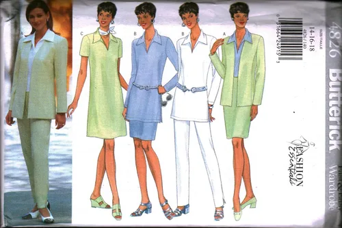 4826 Misses Butterick - Chaqueta de vestir con patrón de costura, túnica, parte superior, falda, pantalones 14 16 18