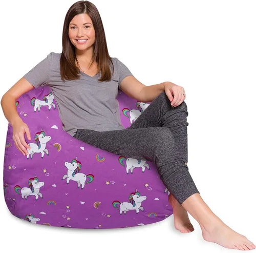 Miniatura 31 de Posh Creations - Sillón puff para niños, adolescentes y adultos, incluye funda extraíble y lavable a máquina, tamaño mediano de 27 pulgadas, lona