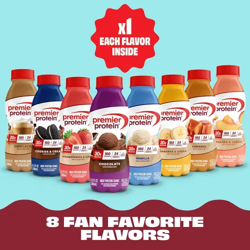 Miniatura 2 de Premier Protein - Batido de proteína, paquete de variedad de 8 sabores, 30 gramos de proteína, sin azúcar añadida, 24 vitaminas y minerales