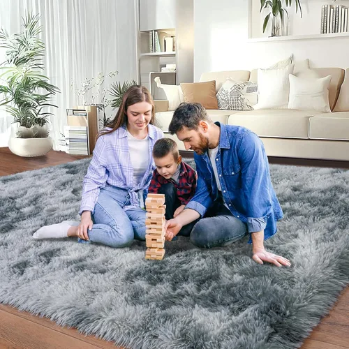 Miniatura 71 de Alfombras de área de 8x10 para sala de estar, alfombra shaggy grande ultra suave y esponjosa para dormitorio, alfombras de felpa mullida Blanco crema