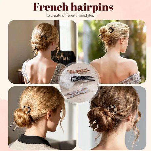Miniatura 5 de 4 horquillas francesas de prestigio para mujer, accesorios para el cabello con diseño dentado antideslizante, ángulo curvado para un mejor ajuste