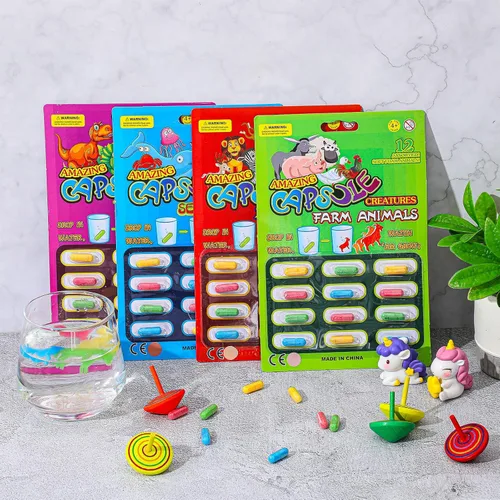 Miniatura 2 de Gejoy 8 cápsulas de agua de animales de agua, dinosaurio, unicornio, criatura marina, fiesta, cognición, esponja, píldoras, espuma expansible