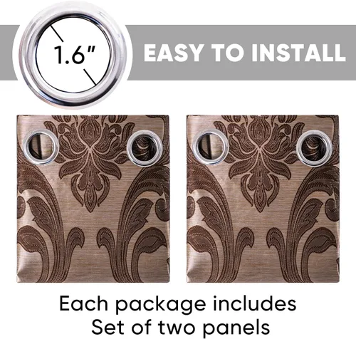 Miniatura 6 de NAPEARL - Cortinas de damasco marrón: cortinas de lujo para sala de estar, cortinas de jacquard para decoración del hogar, cortina marrón victoriana
