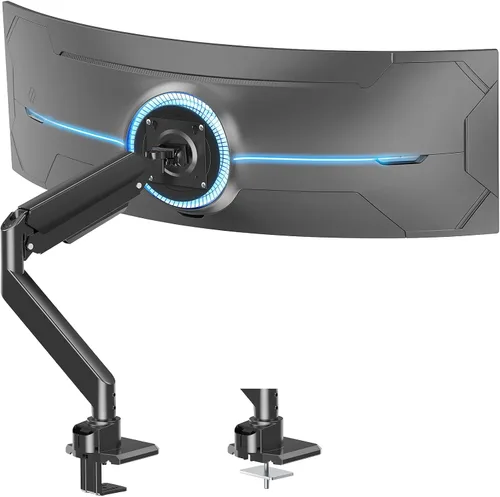 Miniatura 9 de MOUNT PRO Soporte de monitor dual para pantallas ultraanchas de hasta 44 libras de máximo 49 pulgadas, brazo de monitor resistente para 2 monitores