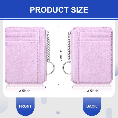 Miniatura 2 de Buryeah 2 carteras minimalistas delgadas de cuero con bolsillo frontal, carteras con bloqueo RFID, para mujer, tarjetero para tarjetas de crédito