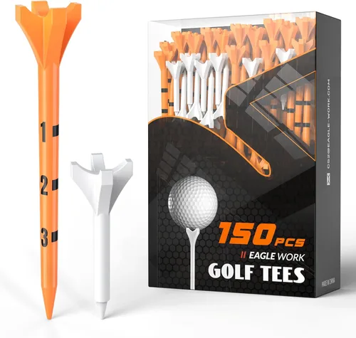 Camisetas de golf de plástico, paquete de 150 (130 camisetas de conductor + 20 camisetas de hierro/híbridas), baja fricción y resistencia, diseño de