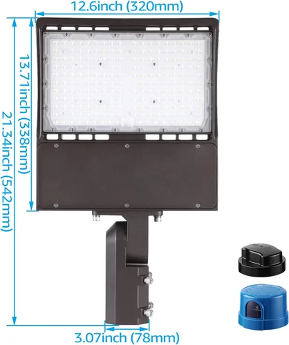 Miniatura 7 de LEONLITE Luz LED de estacionamiento de 150 W, soporte de brazo ajustable, 20,250 lm UL y DLC, 1-10 V regulable, luz de poste de caja de zapatos