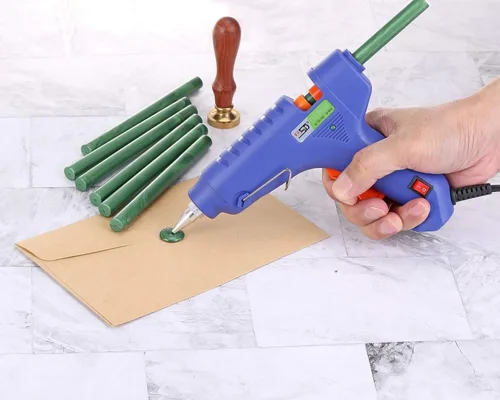 Miniatura 4 de Yoption 15 barras de cera para sellar pistola de pegamento para sello de cera, ideal para invitaciones de boda, tarjetas, sobres (verde metálico)