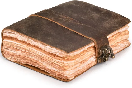 LEATHER VILLAGE - Diario encuadernado en cuero vintage para mujeres y hombres - Libro de sombras - Cierre con llave - 200 páginas de papel artesanal