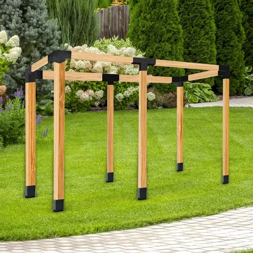 Miniatura 7 de Soportes para pérgola, kit resistente de 4 vías para pérgola y base de poste para madera de 4 x 4 (real 3.5 x 3.5 pulgadas), para cenadores