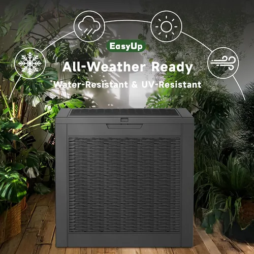 Miniatura 4 de EasyUp Caja de almacenamiento al aire libre de 30 galones, caja de resina para muebles, herramientas de jardín, cajas de almacenamiento exteriores