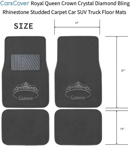 Miniatura 6 de CarsCover Royal Queen Crown - Tapetes para piso de automóvil, SUV, camión, 4 unidades, color carbón