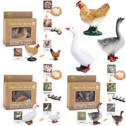Miniatura 17 de Figuras del Ciclo de Vida de Animales Montessori con Tarjetas Flash, Juguetes de Figuritas de Animales Realistas, Juego Educativo de Emparejamiento