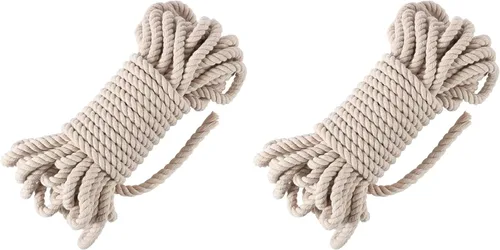 Miniatura 7 de Tenn Well Cuerda de macramé de 0.394 pulgadas, cuerda gruesa de algodón sin blanquear de 50 pies para manualidades, ganchos de plantas, cuerdas