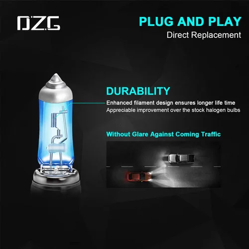Miniatura 3 de DZG - Bombillas halógenas para faros delanteros H8 35W PGJ19-1 5500K, color blanco cálido, para haz alto y bajo, bombillas para niebla, paquete de 2