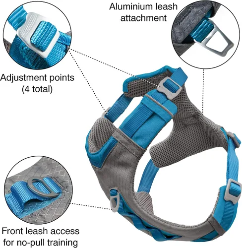 Miniatura 2 de Arnés para perro Kurgo Journey Air - Ajuste seguro para perros activos - Pecho acolchado - Tela ligera Ripstop - Malla transpirable - Ribete Azul