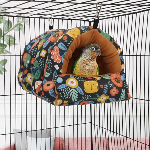 Miniatura 2 de Wontee Casa de Nido de Pájaros Refugio Cálido de Invierno Cabaña Acogedora Cama para Pájaros Hamaca Colgante para Loros Periquitos Caiques Senegal