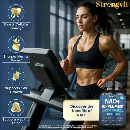 Miniatura 5 de StrongVit Suplemento NAD con Resveratrol y Urolithin-A, Complejo Anti-Edad para Mujeres y Hombres. NAD Liposomal Plus, 1000mg de Potenciador NAD+