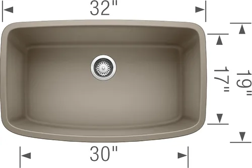 Miniatura 3 de BLANCO Truffle 441772 VALEA SILGRANIT - Fregadero de cocina con tazón súper individual, 32 x 19 pulgadas, 32 pulgadas de largo x 19 pulgadas