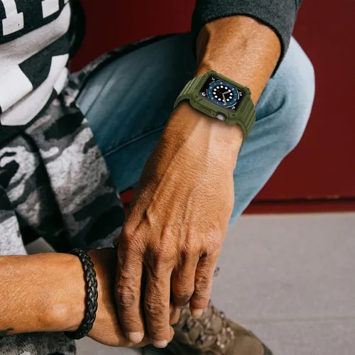 Miniatura 6 de Compatible con Apple Watch Band de 1.614 pulgadas, 1.575 pulgadas, 1.496 pulgadas, carcasa protectora resistente para hombres, con correa deportiva